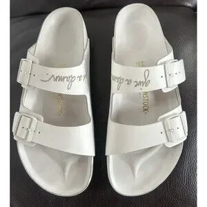 Birkenstock Arizona Lingua Franca Give A Damn White  Regular Sz EU 46/US 13-13.5 Birkenstock | Shoes | Birkenstock Arizona Lingua Franca Give  main image 4